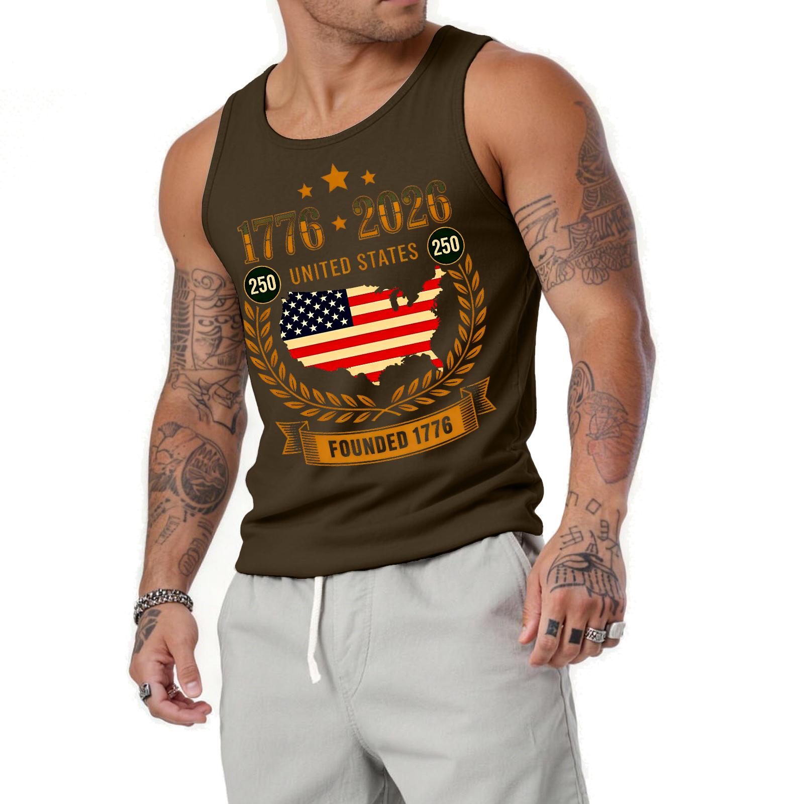 

Men s Relaxed-Fit Flag-Print Sleeveless Tank Top M