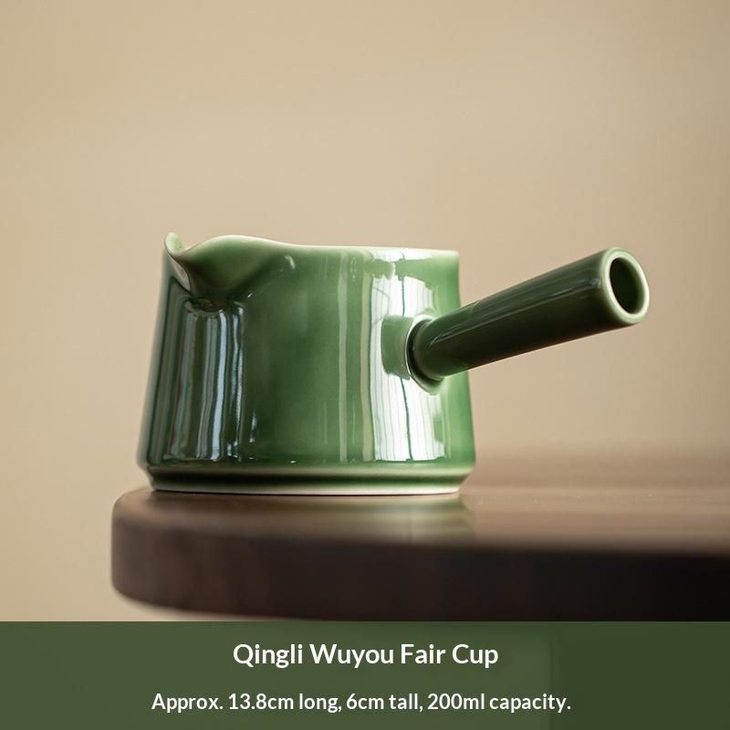 Side Handle Fair Cup Japanese Style Green Glass Glaze Fair Cup Household Ceramic Tea Sea Divider Fair Cup Gong Dao Bei