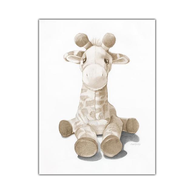 

Черно-белый детский настенный художественный принт с изображением животных, кукольный эскиз, плакат на скандинавскую тему для девочки, спальня, холст, картины, декор 21*30cm