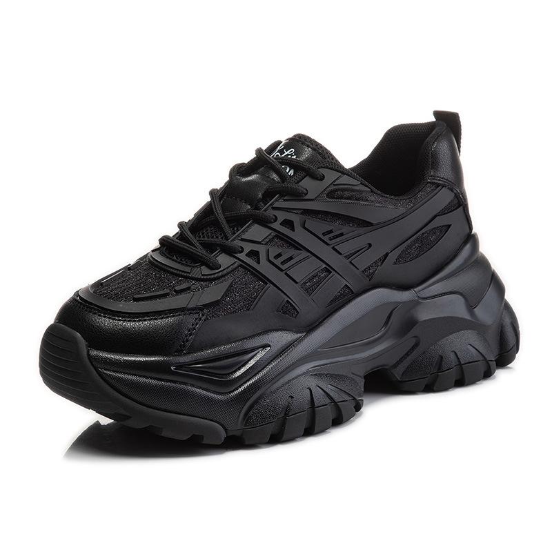 Absorbent sole women's shoes spring 2025 new sports shoes thick sole heightening running shoes children's casual leather dad shoes
