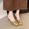 Fashion French Women's High Heel 5 Cm Open-toe Fairy Style Slim Heel Cool Slippers 2025 New Style