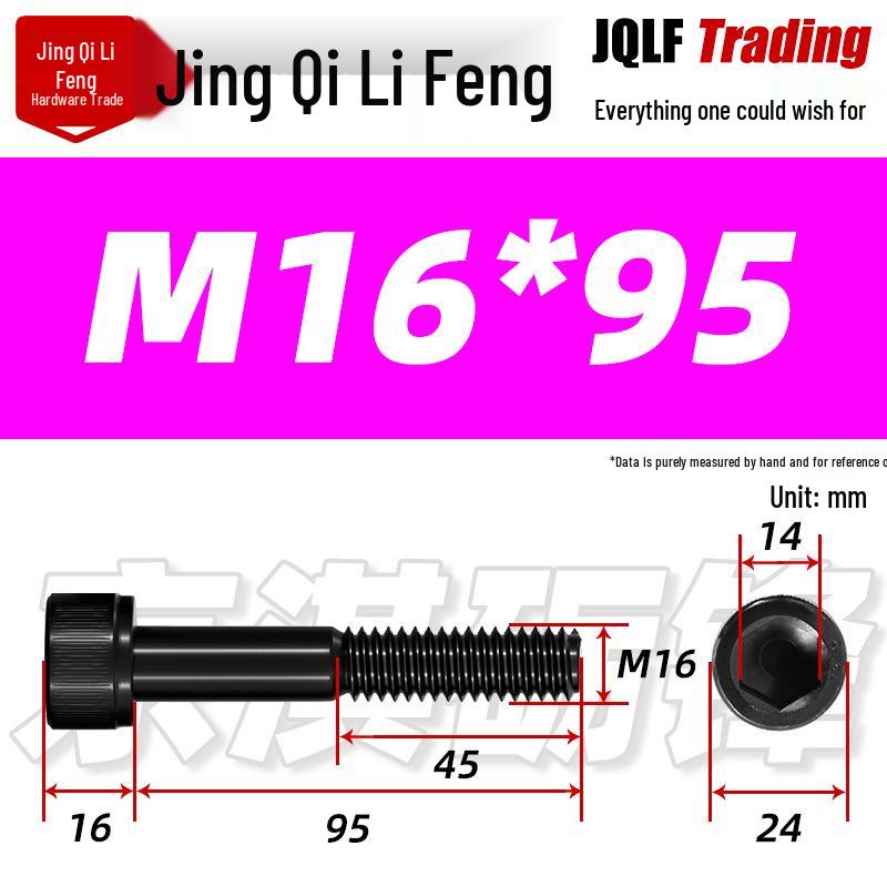 Hex Socket Head Cap Screw, Half Thread, M12-M18, High-Strength, Blackened Cylindrical Head, Knurled Bolt