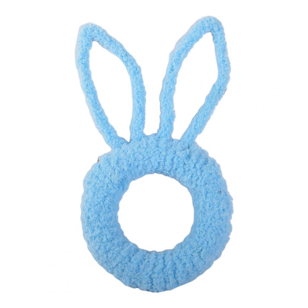 Easter Bunny Wreath for Front Door Yarn Wrap Rabbit Shaped Wreath with Artificial Flowers for Spring Porch Wall Window Decor