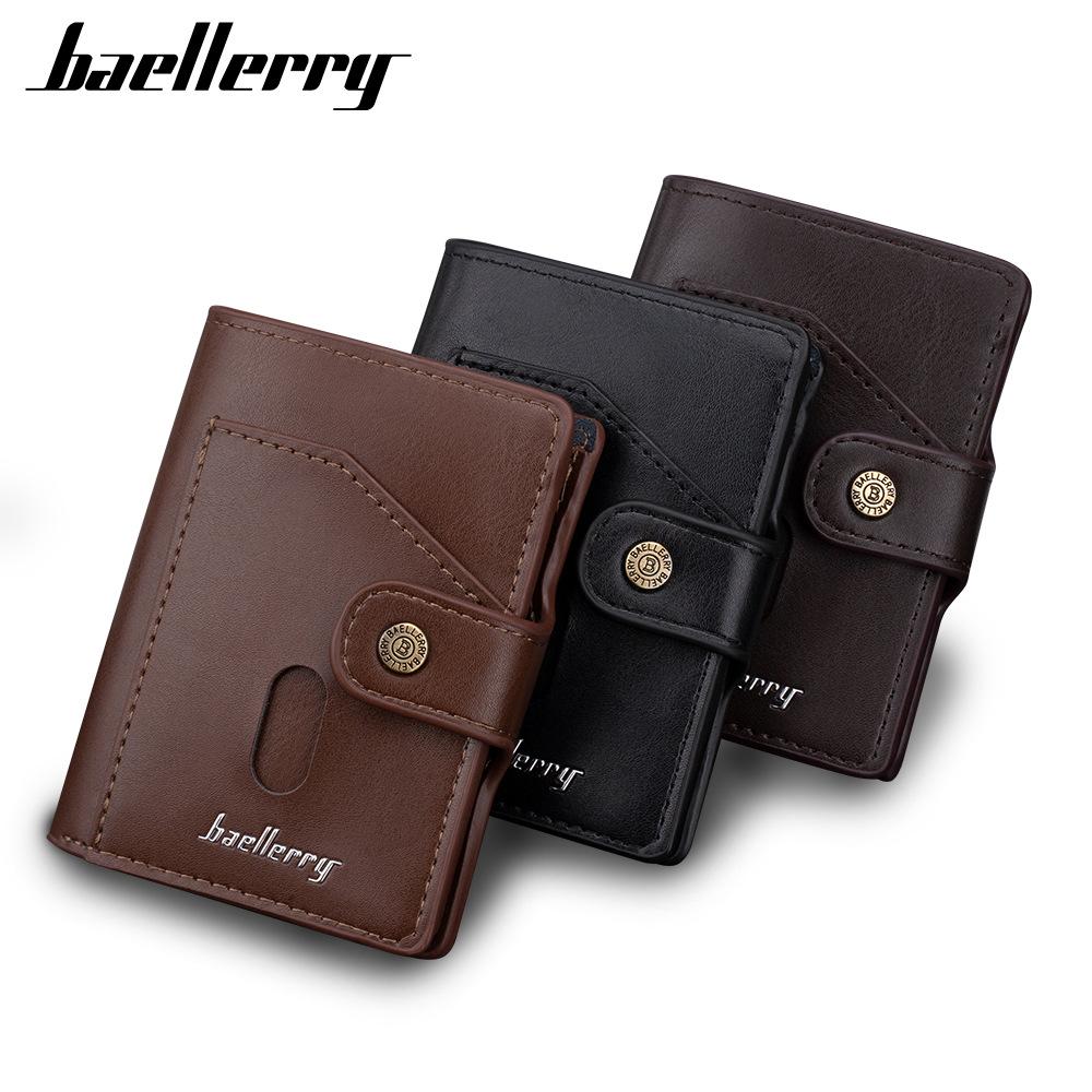 Baellerry Herrenmode Kurze Geldbörse Kartenhalter mit RFID-Schutz Pop-up Antimagnetisches Aluminiumetui mit Druckknopf