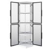 Vitrinen-Schrank mit Glas 44 × 42 × 164 cm, Spiegelrückwand, beidseitig verglast, LED-Beleuchtung Farbwechsel, Sammlerstücke, Bücher, Wein & Dekoration, Weiß