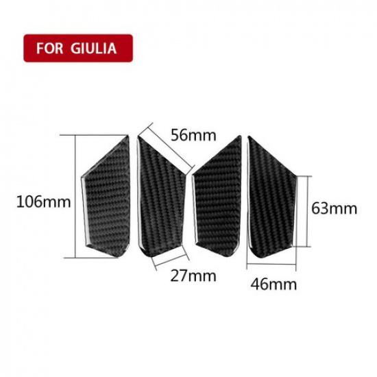 4Pcs For Alfa Romeo Giulia 2017- Carbon Fiber Interior Door Bowl Cover Trim