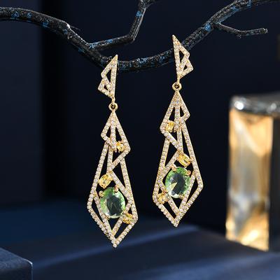 Heavy Industry Light Luxury Style Asymmetrical Micro-Inlaid Zircon Stud Earrings Women'S Fashion Temperament Earrings