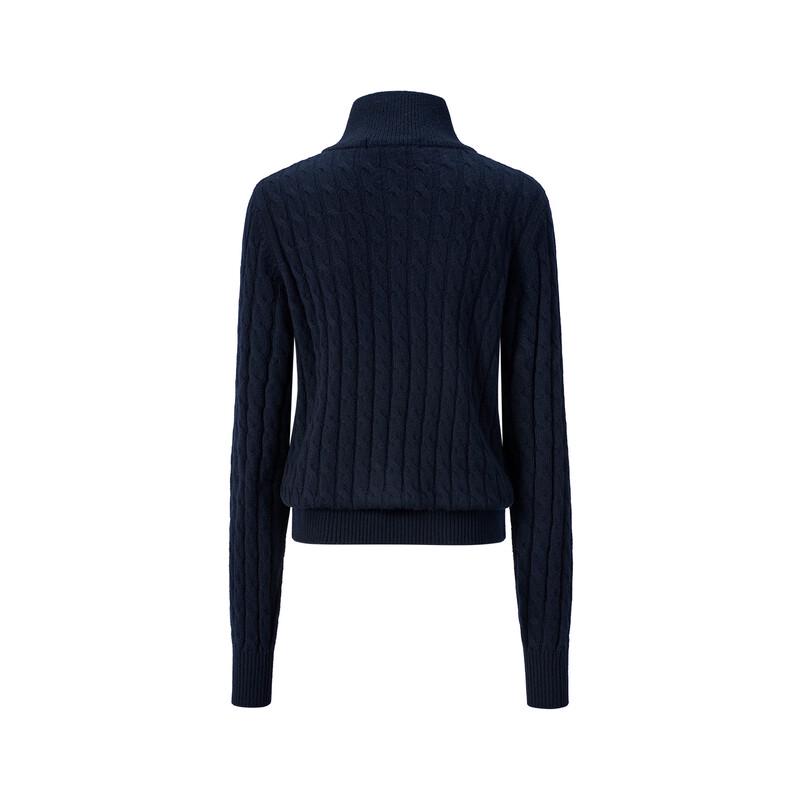 Giovanni Valentino Women's Cable Knit Half-Open Collar Wool Sweater