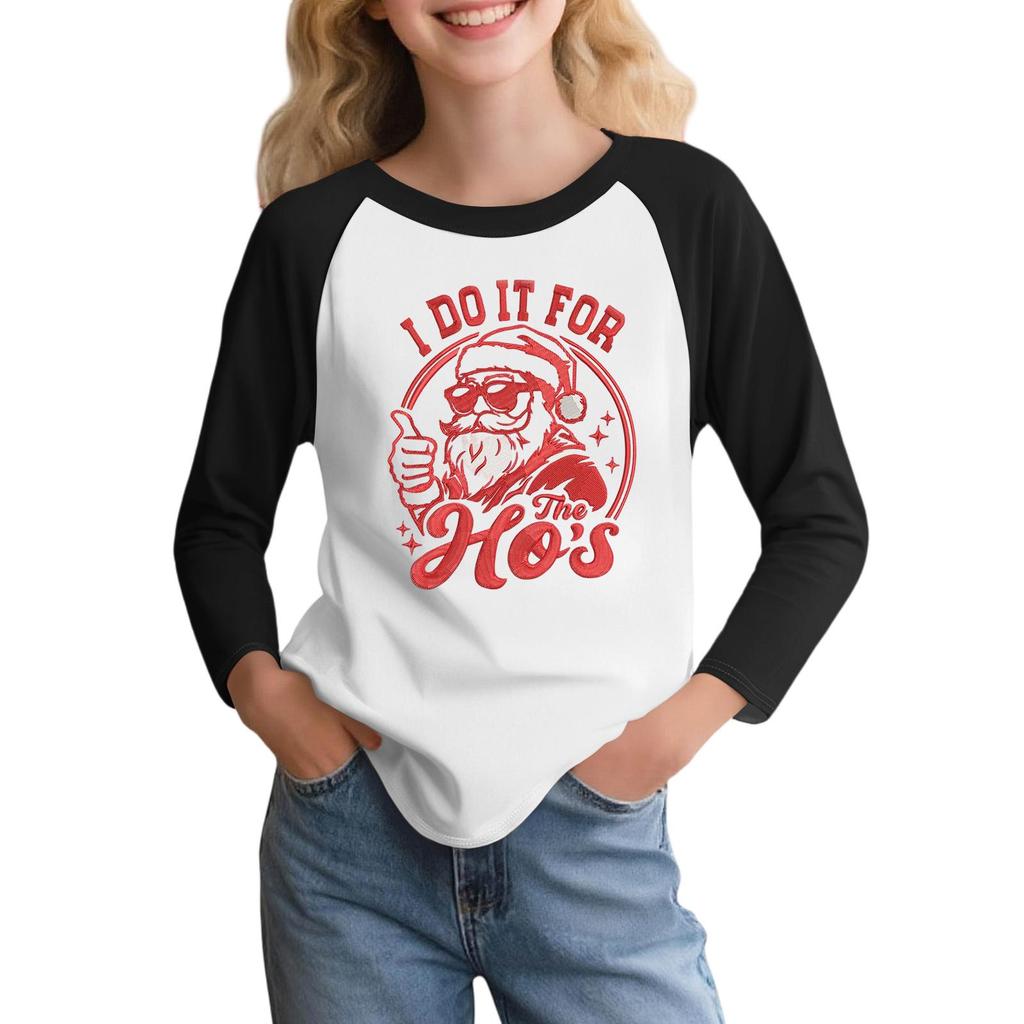 Kids' Fashionable Comfortable Christmas Print Neck Pullover Long Sleeve Top