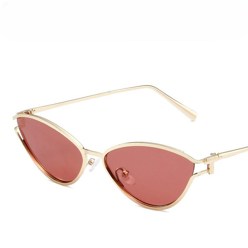 Fashionable Cat Eye Sunglasses Hollow Frame Design Metal Full Frame Glasses Sun Visors Personalized Stylish