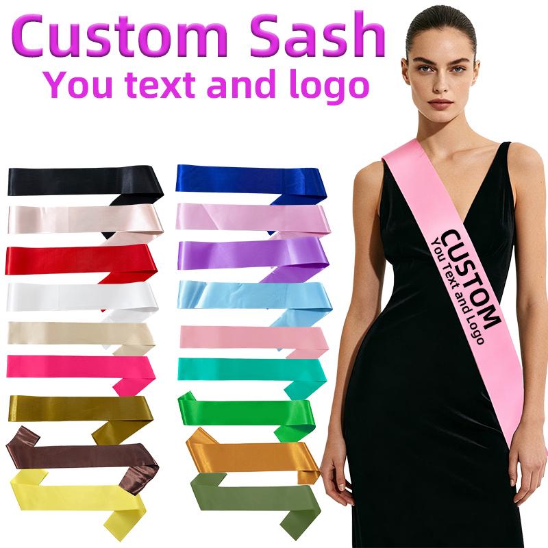 Custom Satin Sash Personalized DIY Text And LOGO For Birthday Party Wedding Graduation Retirement Cocktail Party Costume Sash