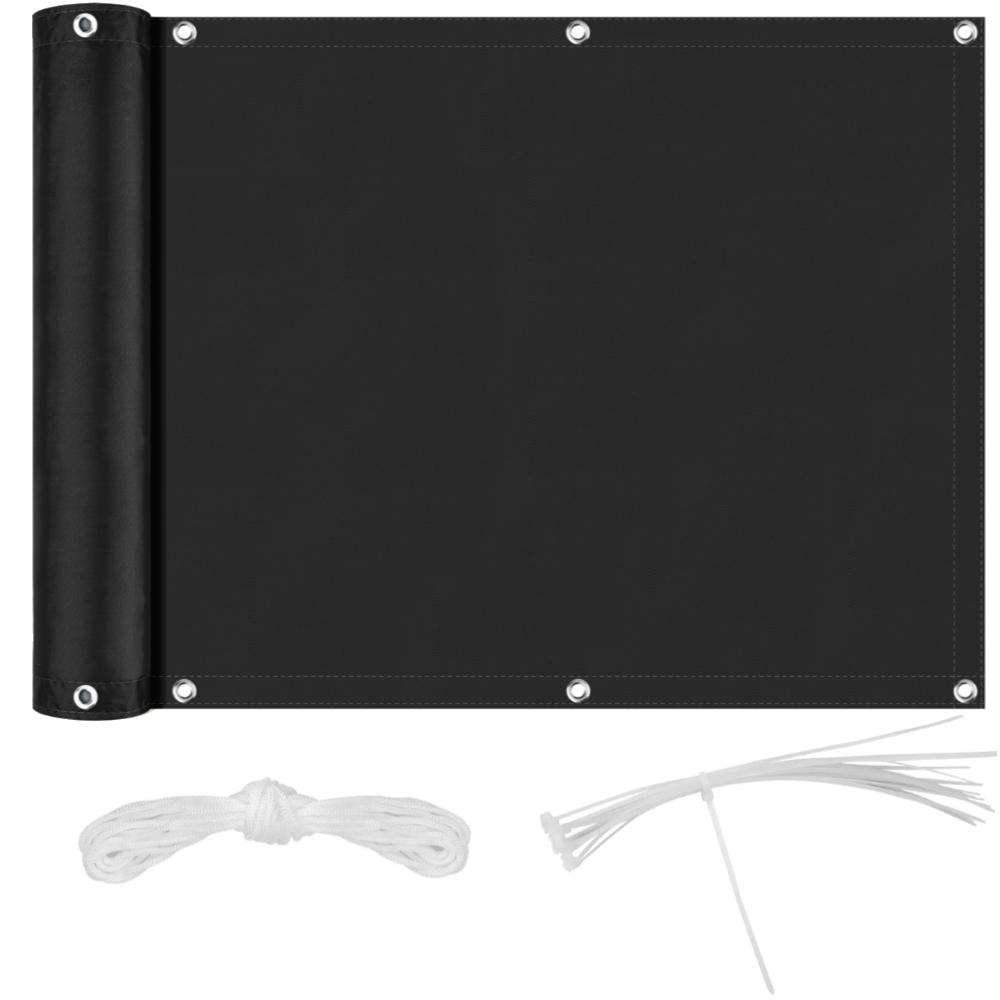 Sunshade Sail with Grommets Waterproof Pergola Balcony Privacy Cover Canopy Tarp for Patio Fencing Outdoor Garden Backyard Pool 90x300CM чёрный