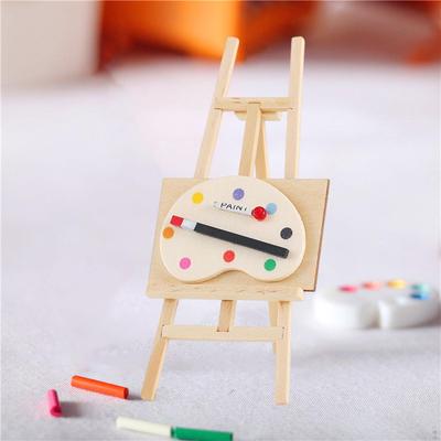 Mini Easel and Palette Doll House Accessories Miniature Wooden Realistic Portable Dollhouse