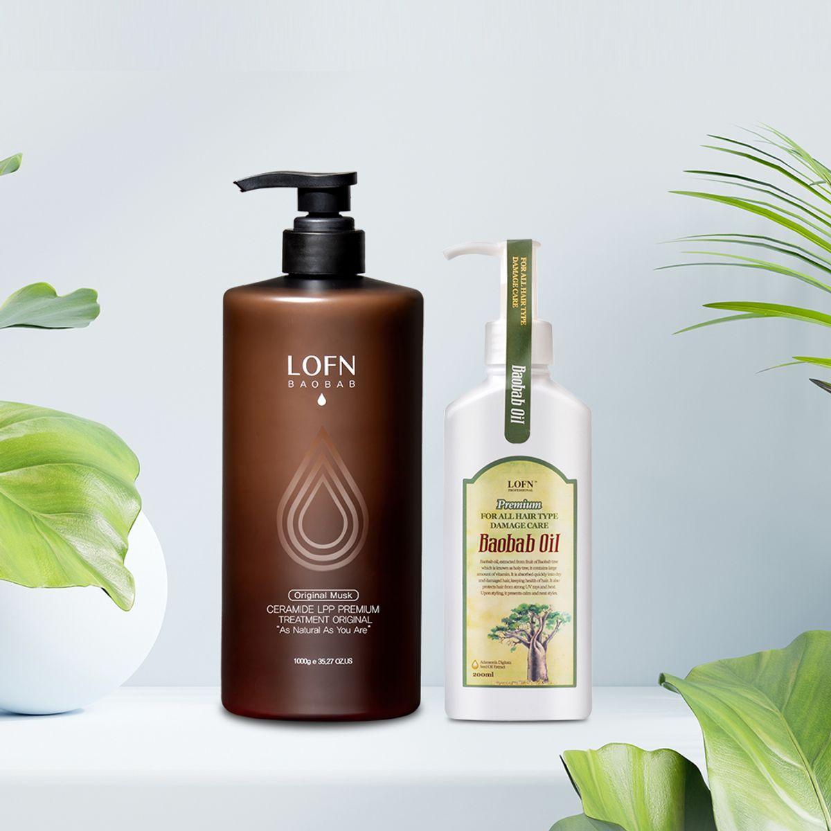 Baobab Ceramide LPP Premium Hair Treatment Original 1000g (Select one of 3 scents) + Premium Hair Oil 200ml 1 Black cherry scent