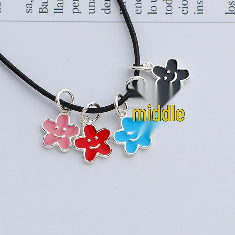 S925 Sterling Silver Flower & Smiley Face Pendant with Epoxy Color - DIY Bracelet Necklace Charm