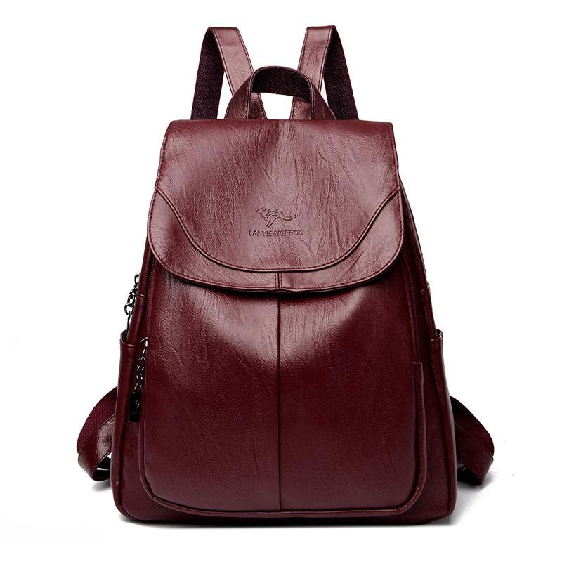 Soft Leather, Fashionable and Versatile Backpack, Large-capacity Travel Bag for Women