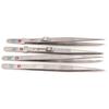 Stainless Steel Non-slip Fine Pointed Jewelry Tweezers with Locking Grooved Clip Tool