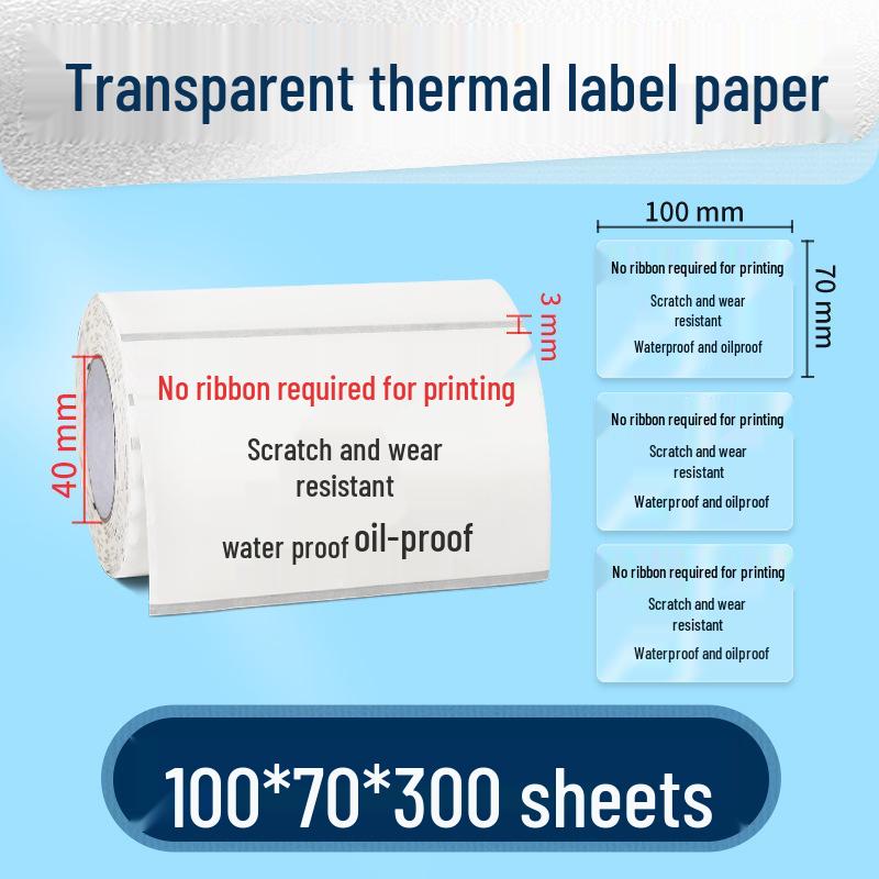 Waterproof Transparent Thermal Label Stickers - Oil-Proof, Scratch & Wear Resistant Barcode Printing Tags