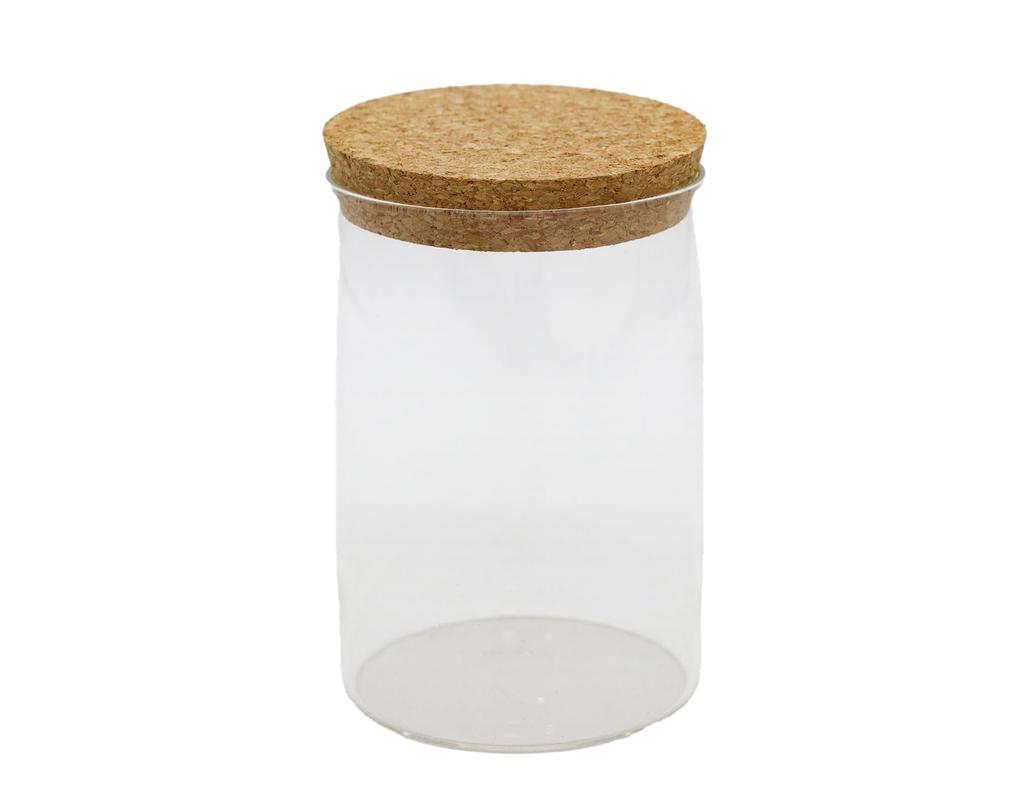 12 Glass Square Cylindrical Long Pot L with Cork, Cork-Stopped Glass Bottles