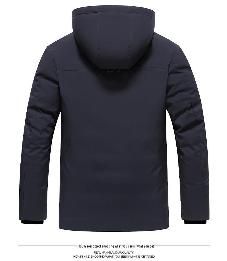 Men's Mid-Age Hooded Plus Size Winter Puffer Jacket - Casual Thick Warm Cotton Coat