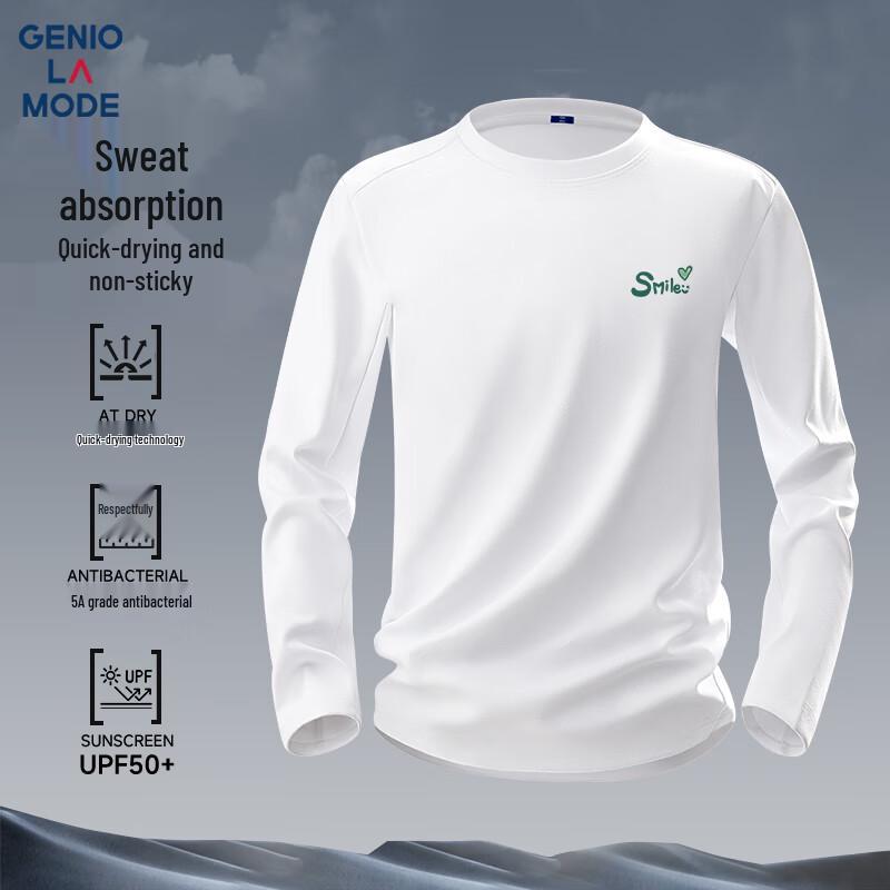 GENIOLAMODE Men s Long Sleeve Round Neck Moisture-Wicking Quick-Dry T-Shirt 2XL