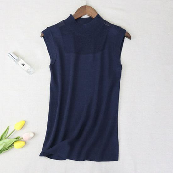 Women's Sleeveless Ice Silk Knitted Camisole - Versatile Summer Top