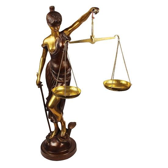 Big Brass 76.2 Cm Andha Kanoon Statue Blind Folded Justice Lady Murti Sculpture Blindfolded Insaaf Ka Taraju Showpiece Murti Home Decor