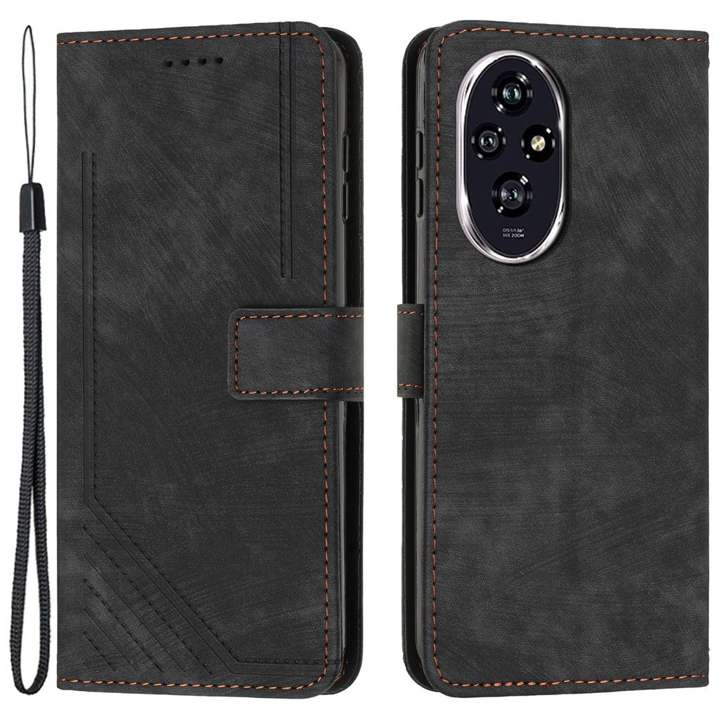 For Honor 200 Pro 5G Cell Phone Case PU Leather Wallet Skin-Touch Drop-proof Cover