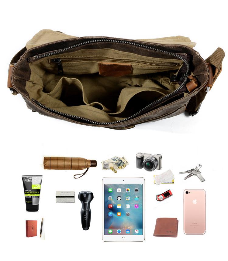 Męska Retro Wodoodporna Płócienna Torba na Ramię Crossbody - Codzienna i Prosta