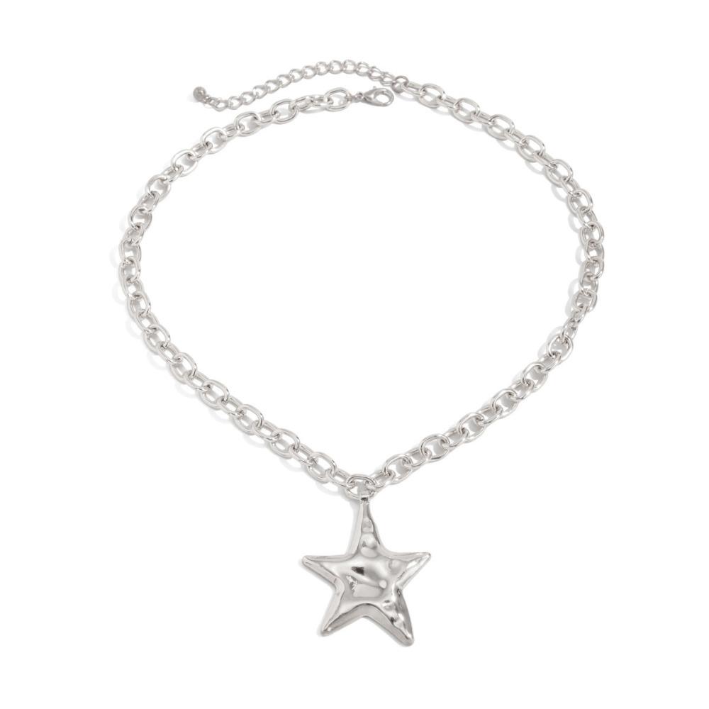 Design Pleated Five-pointed Star Pendant Necklace, Versatile Ins Chain Collarbone Chain Necklace Necklace for Women