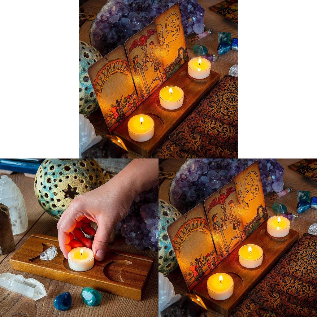 Wooden Tarot Card Stand Holder With Message Notes For Desk Decor