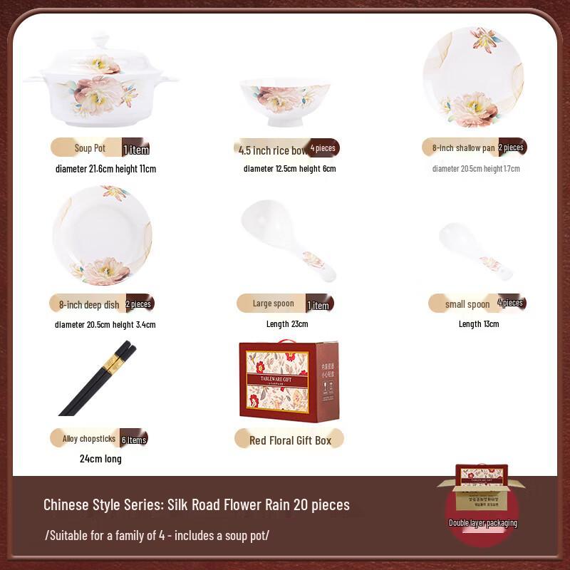 Hanyou Silk Road Flower Rain 20-Piece Ceramic Dinnerware Set