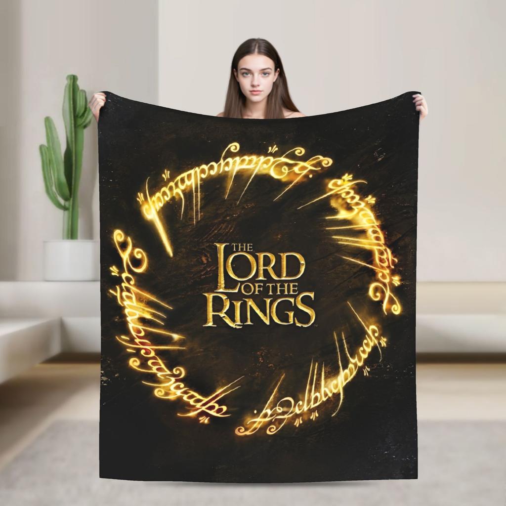 L-Lords Of The R-Rings  Blanket  Travel Office Flannel Throw Blanket For Bedroom Soft Warm Design Quality Bedspread
