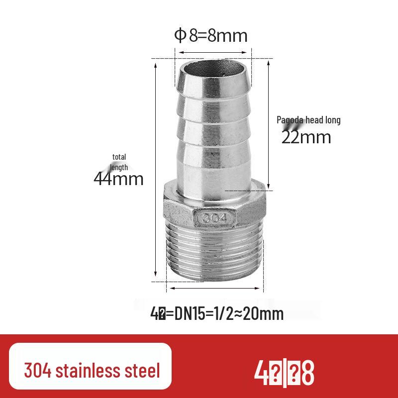 304 Stainless Steel Hex Male Thread Pagoda Fitting for Water/Air Hose