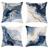 4Pcs Marble Navy Blue Golden Polyester Throw Pillow Covers Modern Abstract Neutral Pillow Covers Decorative Cushion Covers