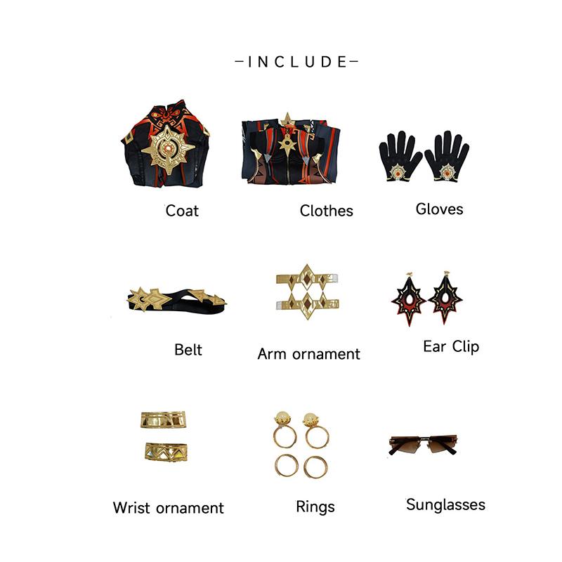 

Игра Genshin Impact Пиро Архонт Мавуика Косплей Костюм Сексуальный Женский Комбинезон Наряд для Хэллоуина Полный Комплект S