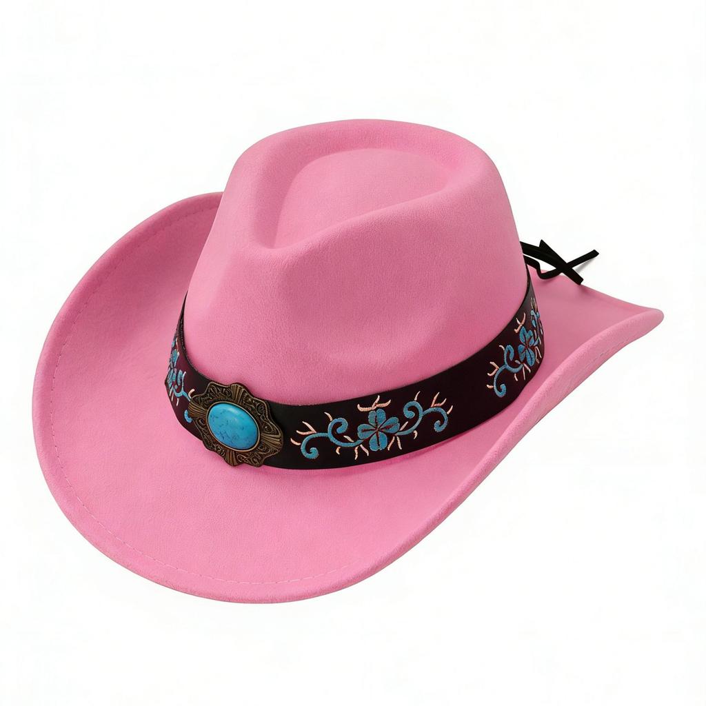 Felt Western Cowboy Hat Fashion Big Head Circumference Hat Big Brim Belt Decoration Ethnic Style Jazz Top Hat