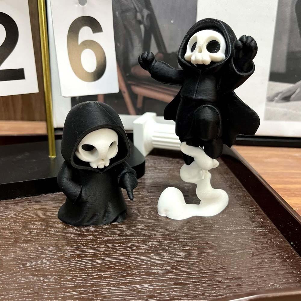 Cute Grim Reaper Toy Chibi 3D Printed Doll Spooky Car Decor Halloween Miniature Teens