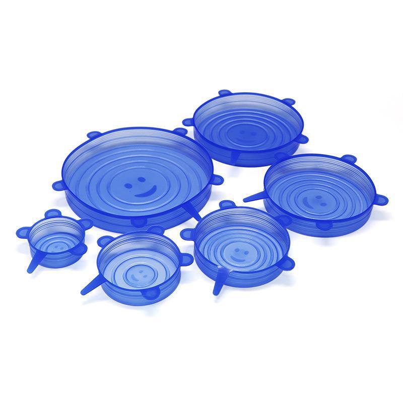 Six-piece Smiley Silicone Stretch Bowl Covers for Fresh-Keeping & Dustproof Sealing