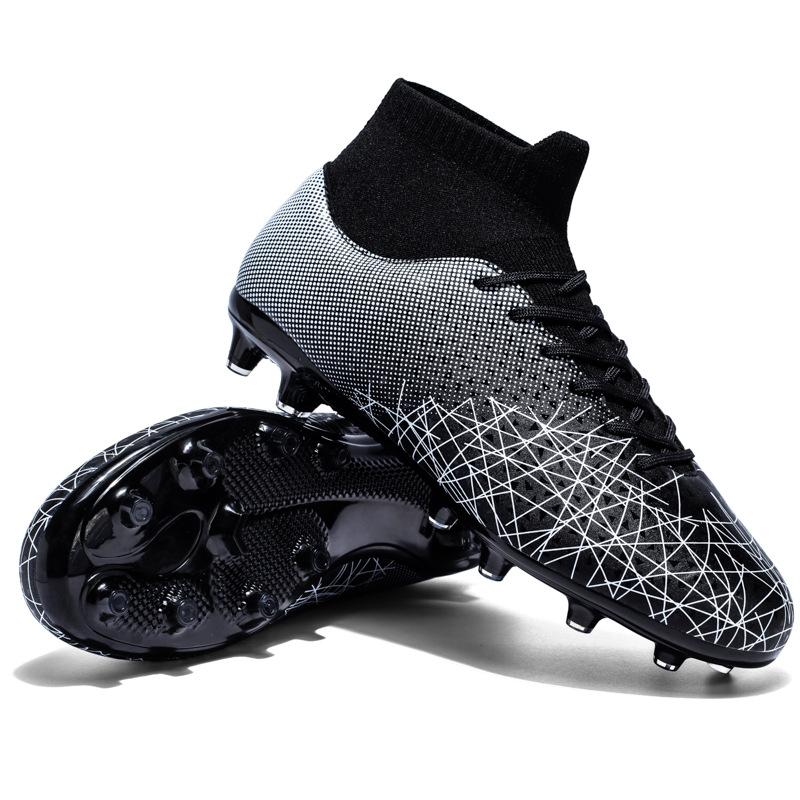 Men's High-Top Football Shoes with AG & TF Nails Artificial Turf Suitable Summer Season Rubber Mesh Insole Foot Soccer Shoes