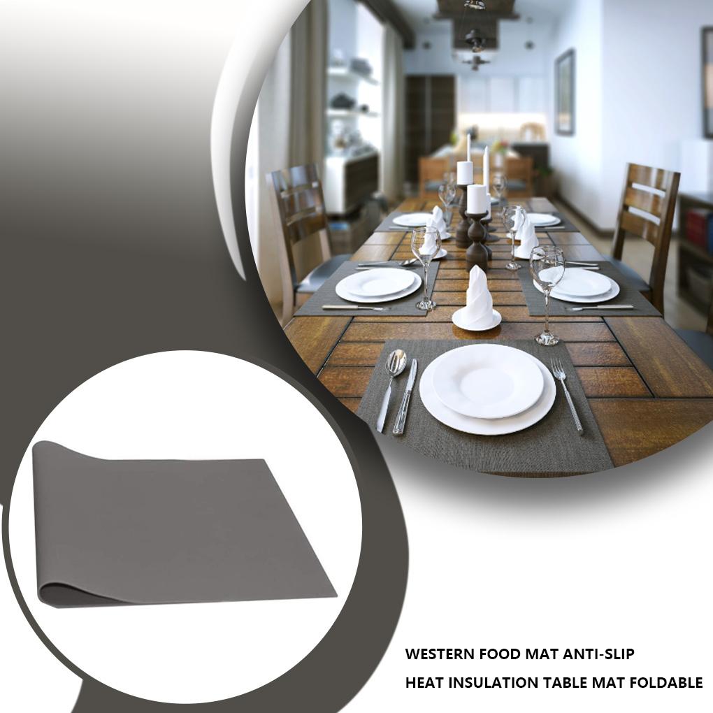 Silikon Platzset Rechteckig Faltbar Rutschfest Wärmeisolierend Restaurant Schule Platzmatte Kissen Zubehör