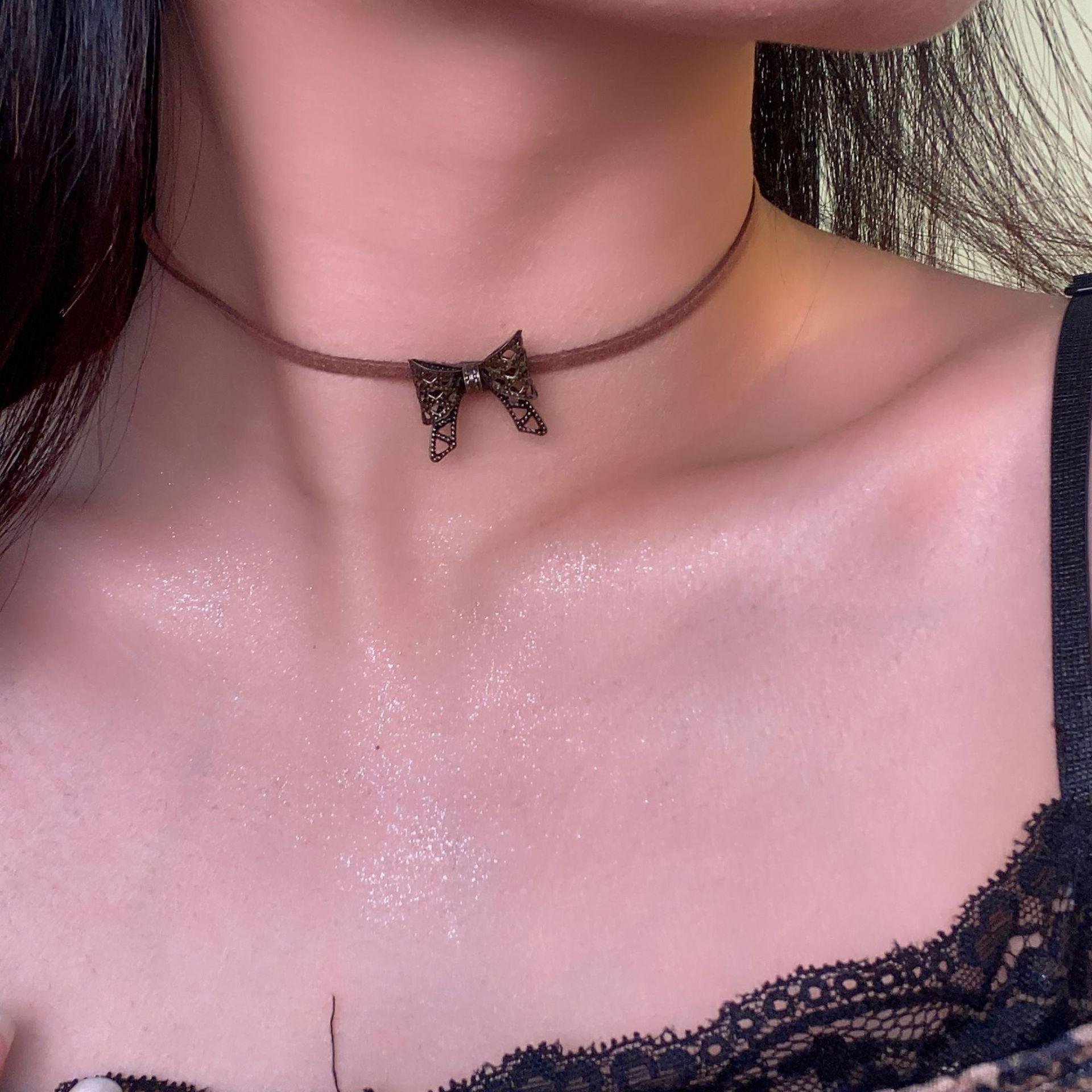 

Ретро бронзовый металлический бант-колье-чокер - легкий роскошный трендовый дизайн Maillard Bow Necklace бронзовый