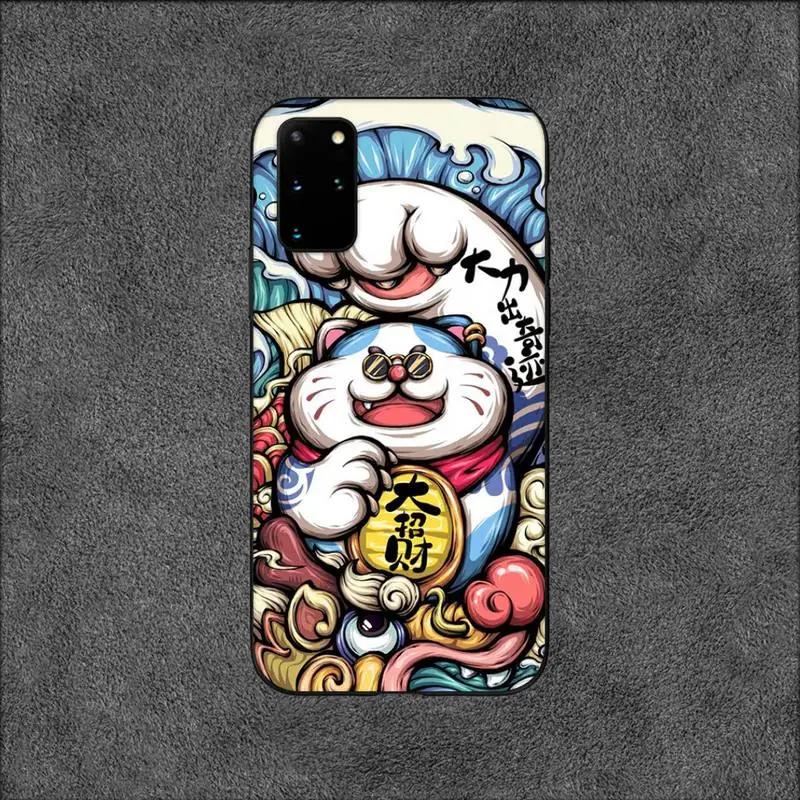 Elements of Chinese Style Lucky Money Cat Phone Case For Samsung Galaxy S10 S20 S21 Note10 20Plus Ultra Shell