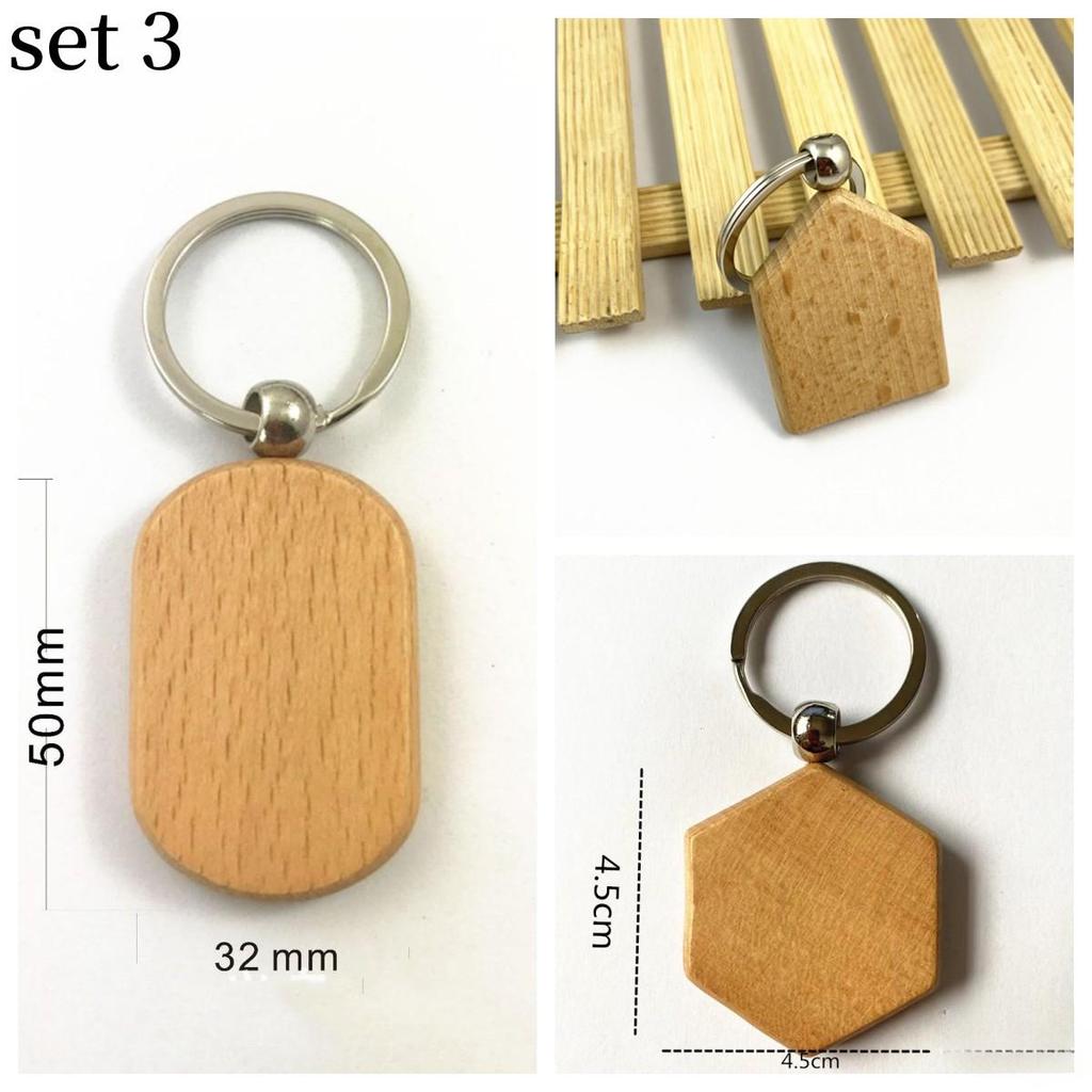 3pc/Set Holz Schlüsselanhänger Buche Schlüsselanhänger Anhänger