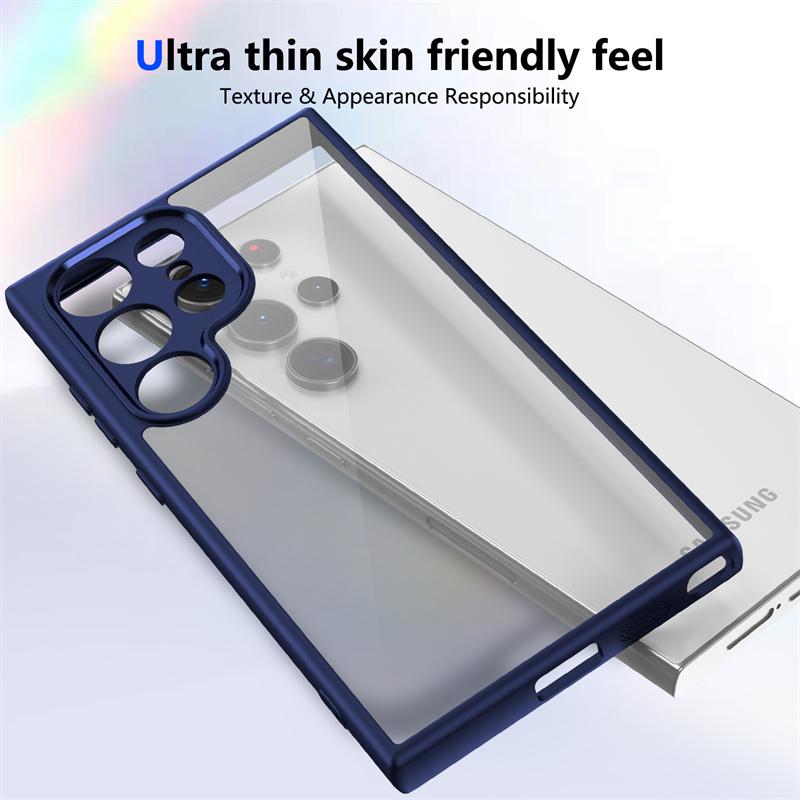 Transparent Soft Frame Hard PC Armor Phone Case For Samsung Galaxy S25 S24 Ultra S23 S22 Plus S20 S21 FE Camera Protection Cover