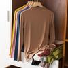Women's Korean Style Modal Long Sleeve Base Layer T-shirt, Half-High Neck, Plus Size, Thin, Solid Color, Autumn Top