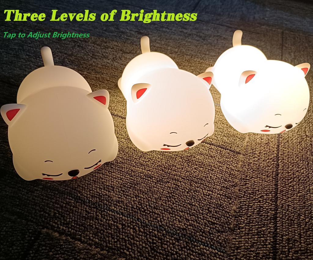 Silicone Cute Cat Lamp 3 Level Brightness Animal Night Light LED Cat Night Light for Kids