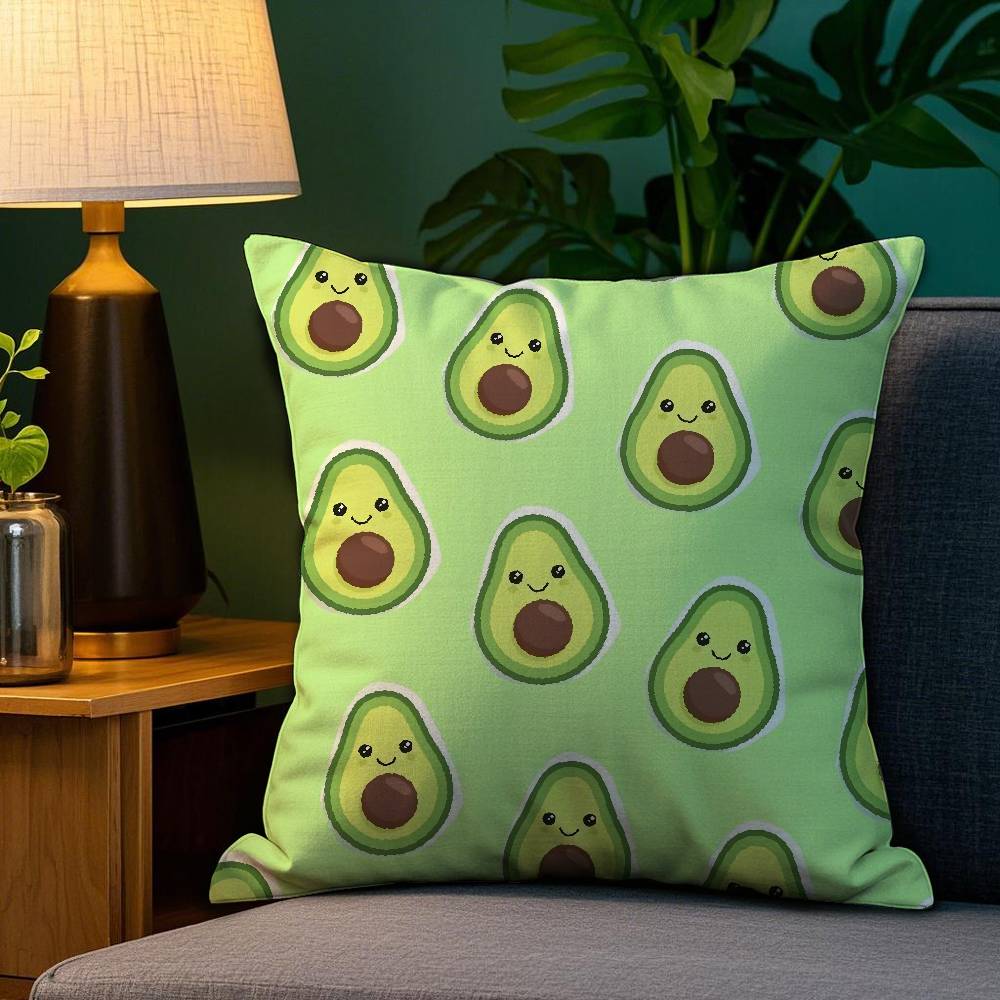 

Anime Avocado print Kwaii Pillow Case Anti-dustmite Pillowcase Invisible zipper silky short plush Sofa cushion cover 12x12Inch