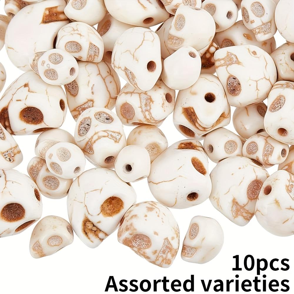 

10/30/50 шт. Черепные бусины оптом Черепные бусины синтетический бирюзовый драгоценный камень изготовление ювелирных изделий бусины комбинированный браслет из бусин белый камень ожерелье принадлежности 10pcs белый