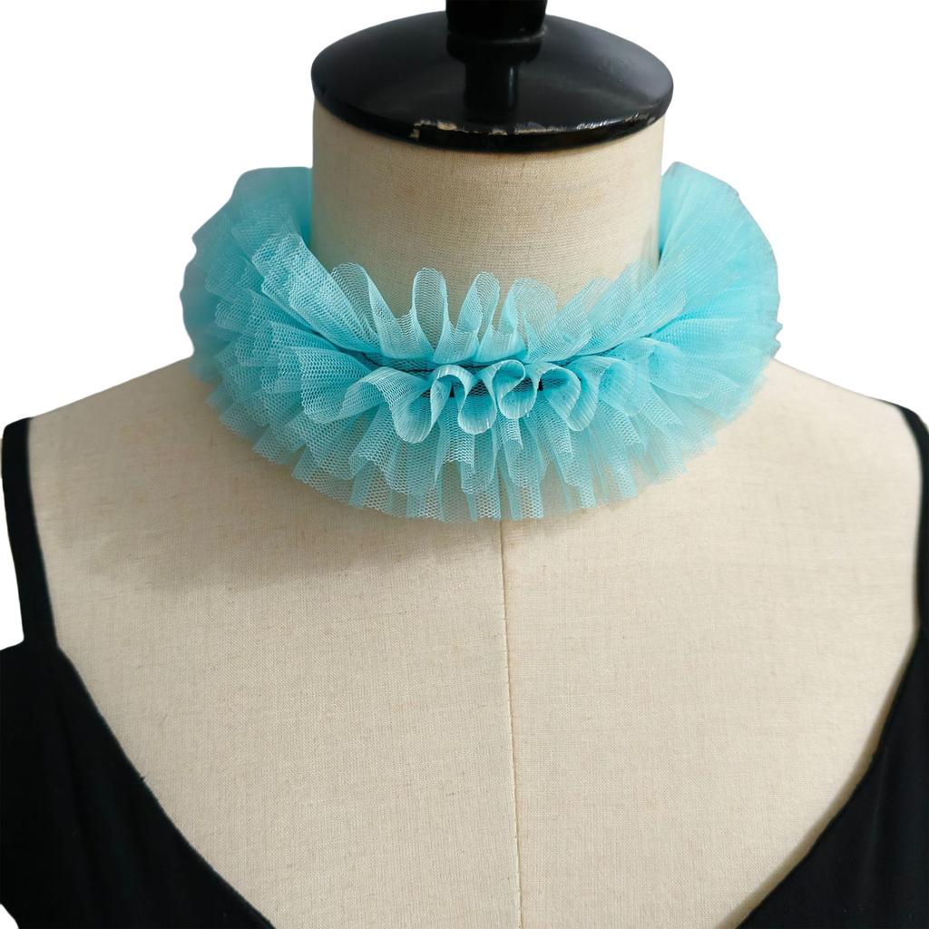 Women's Colorful Mesh Ruffle Detachable Collar Wrist Cuffs Fashionable Neck Accessory for Daily Wear and Parties Event